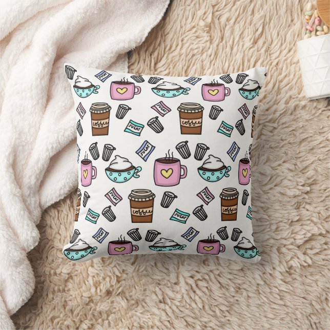 Blauwgroen en roze koffiestkussen kussen (Deken)