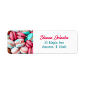 Blauwgroen en roze macaron koekjes etiket (Voorkant)