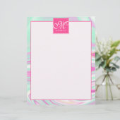 Blauwgroen en roze marmer Pattern Monogram Letterh (Staand voorkant)