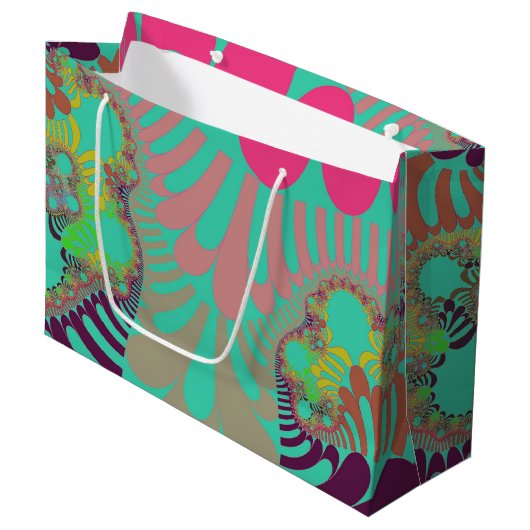 Blauwgroen en roze modus groot cadeauzakje (Voorkant Gekanteld)