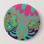 Blauwgroen en roze modus ronde button 4,0 cm (Voorkant)