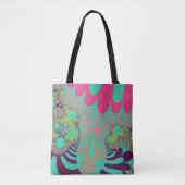 Blauwgroen en roze modus tote bag (Voorkant)