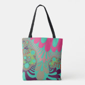 Blauwgroen en roze modus tote bag (Achterkant)