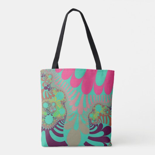 Blauwgroen en roze modus tote bag (Achterkant)