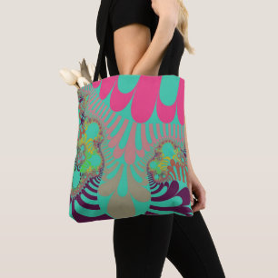 Blauwgroen en roze modus tote bag