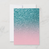 Blauwgroen en Roze Ombre Glitter sparen de Datum Kaart (Achterkant)