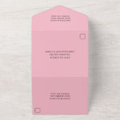 Blauwgroen en roze ombre Glitter Wedding All In One Uitnodiging (Buitenkant)