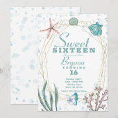 Blauwgroen en roze Onder het Zee Whimsical Sweet 1 Kaart (Voorkant / Achterkant)