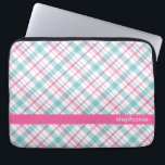 Blauwgroen en roze patroon laptop sleeve<br><div class="desc">Stijlvol en stijlvol vormgegeven vormgeving op maat.</div>