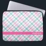 Blauwgroen en roze patroon laptop sleeve<br><div class="desc">Stijlvol en stijlvol vormgegeven vormgeving op maat.</div>