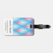 Blauwgroen en roze petaalpatroon bagagelabel (Achterkant horizontaal)