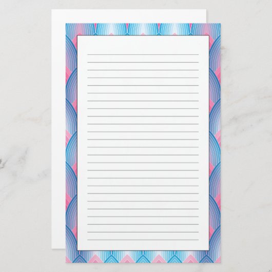 Blauwgroen en roze petaalpatroon briefpapier (Voorkant / Achterkant)