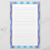 Blauwgroen en roze petaalpatroon briefpapier (Voorkant)