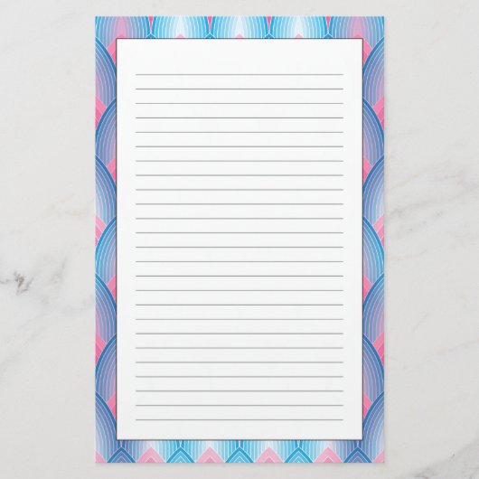 Blauwgroen en roze petaalpatroon briefpapier (Voorkant)