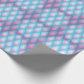 Blauwgroen en roze petaalpatroon cadeaupapier (Hoek)