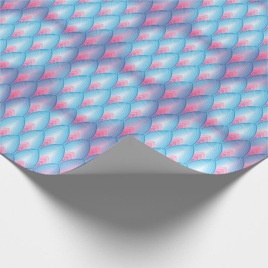 Blauwgroen en roze petaalpatroon cadeaupapier (Hoek)