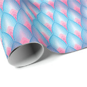 Blauwgroen en roze petaalpatroon cadeaupapier (Rol Hoek)
