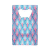 Blauwgroen en roze petaalpatroon creditkaart flessenopener (Achterkant)