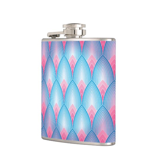 Blauwgroen en roze petaalpatroon heupfles (Links)