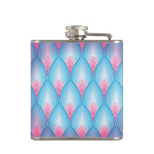 Blauwgroen en roze petaalpatroon heupfles (Achterkant)