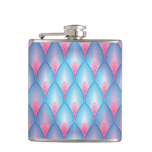 Blauwgroen en roze petaalpatroon heupfles
