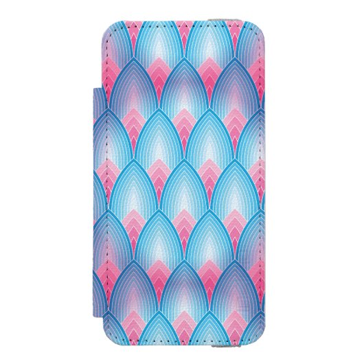 Blauwgroen en roze petaalpatroon incipio iPhone portemonnee hoesje (Voorkant Agenda)