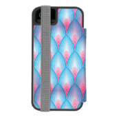 Blauwgroen en roze petaalpatroon incipio iPhone portemonnee hoesje (Agenda Achterkant)