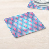 Blauwgroen en roze petaalpatroon kartonnen onderzetters (Schuin)