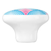 Blauwgroen en roze petaalpatroon keramische knop (Zijkant)