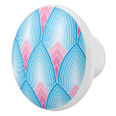 Blauwgroen en roze petaalpatroon keramische knop (Rechts)