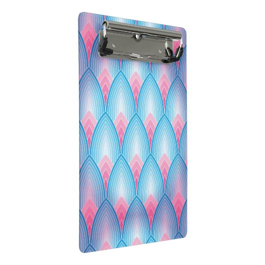 Blauwgroen en roze petaalpatroon mini klembord (Schuin)