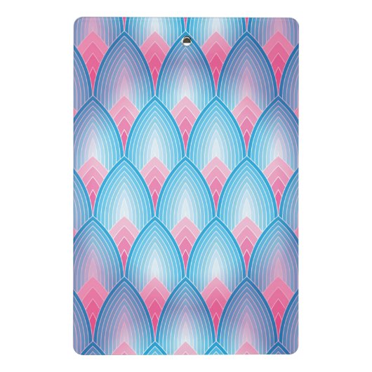 Blauwgroen en roze petaalpatroon mini klembord (Achterkant)