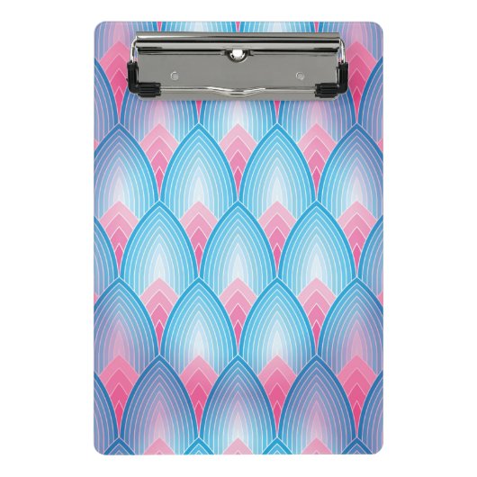 Blauwgroen en roze petaalpatroon mini klembord (Voorkant)