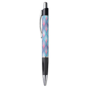 Blauwgroen en roze petaalpatroon pen