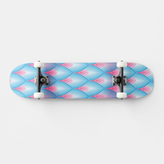 Blauwgroen en roze petaalpatroon skateboard (Horizontaal)