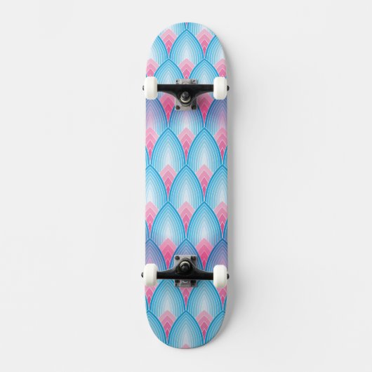 Blauwgroen en roze petaalpatroon skateboard (Voorkant)