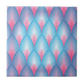 Blauwgroen en roze petaalpatroon tegeltje (Voorkant)