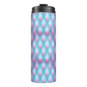 Blauwgroen en roze petaalpatroon thermosbeker