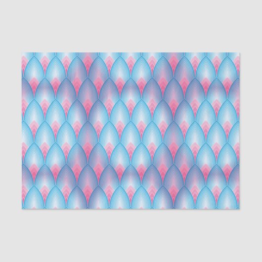 Blauwgroen en roze petaalpatroon tissuepapier (Voorkant)