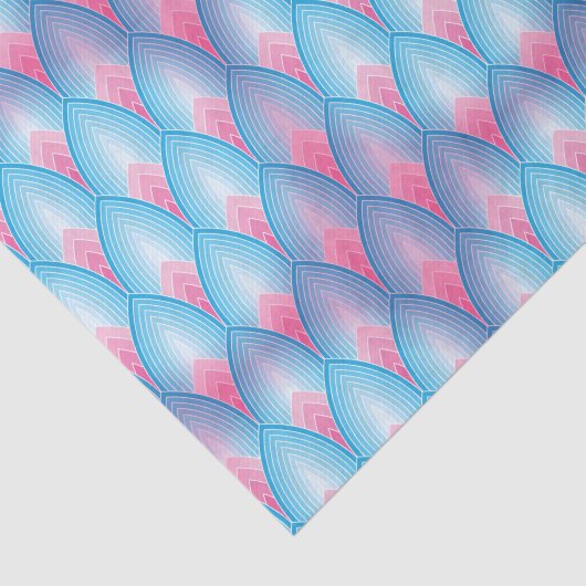 Blauwgroen en roze petaalpatroon tissuepapier (Detail)