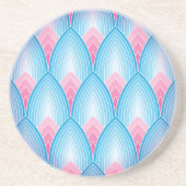 Blauwgroen en roze petaalpatroon zandsteen onderzetter (Voorkant)