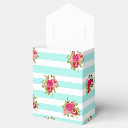 Blauwgroen en roze rozen Snoep Favor Bag Bedankdoosjes (Geopend)