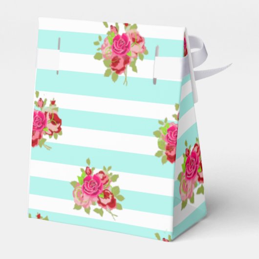 Blauwgroen en roze rozen Snoep Favor Bag Bedankdoosjes (Achterkant)