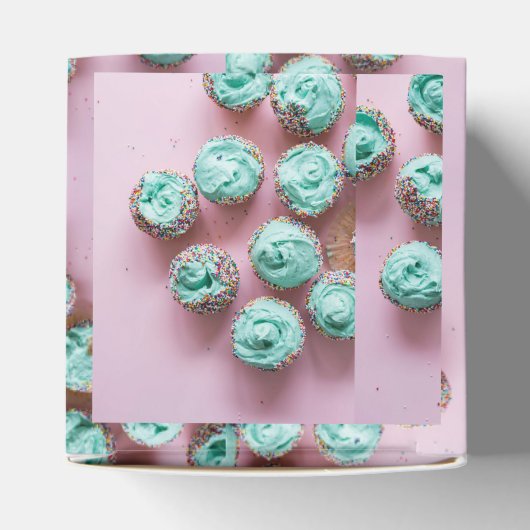 Blauwgroen en Roze Schattige Mini Cupcakes Bedankdoosjes (Bovenkant)