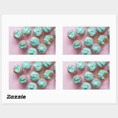Blauwgroen en Roze Schattige Mini Cupcakes Rechthoekige Sticker (Vel)