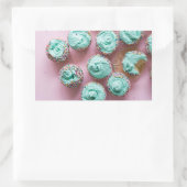 Blauwgroen en Roze Schattige Mini Cupcakes Rechthoekige Sticker (Tas)