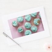 Blauwgroen en Roze Schattige Mini Cupcakes Rechthoekige Sticker (Envelop)