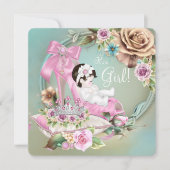 Blauwgroen en roze schoen Roos Baby shower Kaart (Voorkant)