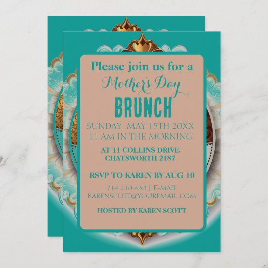 Blauwgroen en roze scrapbook Style Moederdag Kaart (Voorkant / Achterkant)