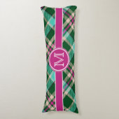 Blauwgroen en roze speldenlijst op maat lichaamskussen (Voorkant Verticaal)